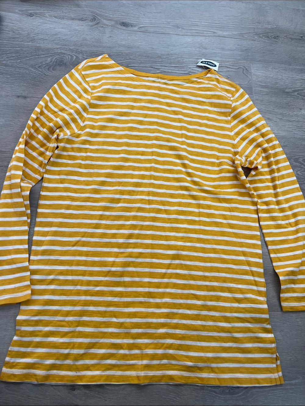 NWT Old Navy Yellow and White Striped Long Sleeve Tee